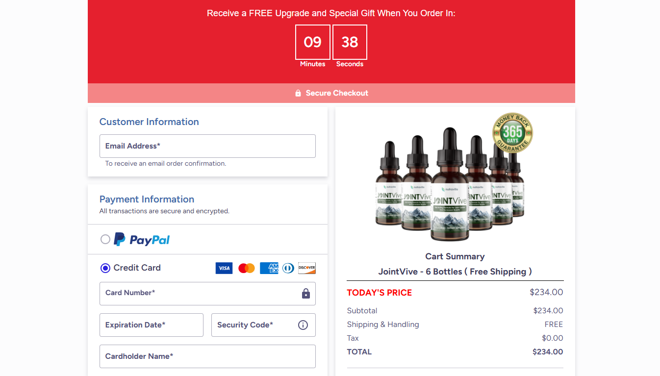 JointVive Checkout Page